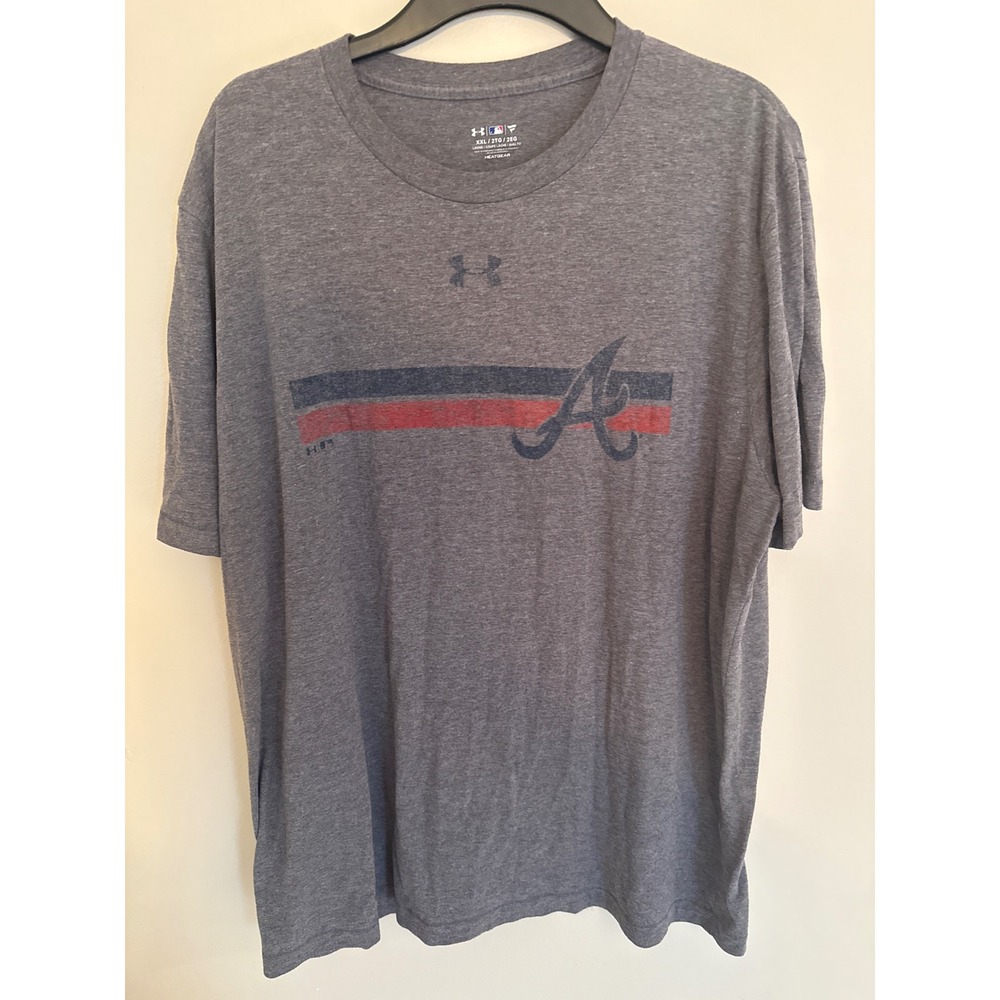 Under Armour Atlanta Braves MLB HeatGear T-Shirt Mens XXL Gray Short Sleeve Tee